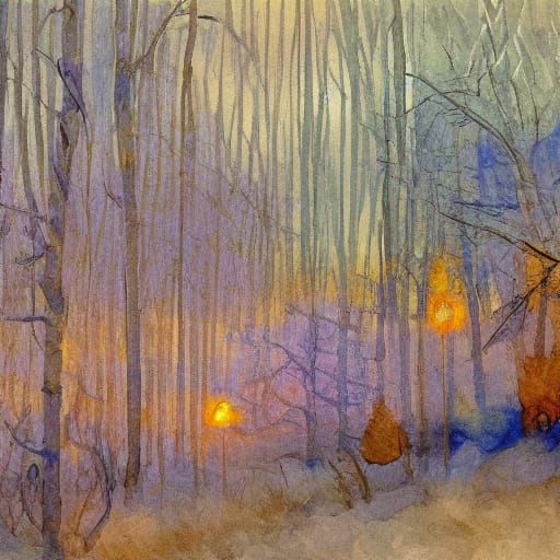 Surreal Winter Wonderland with a Slumbering Hedgehog