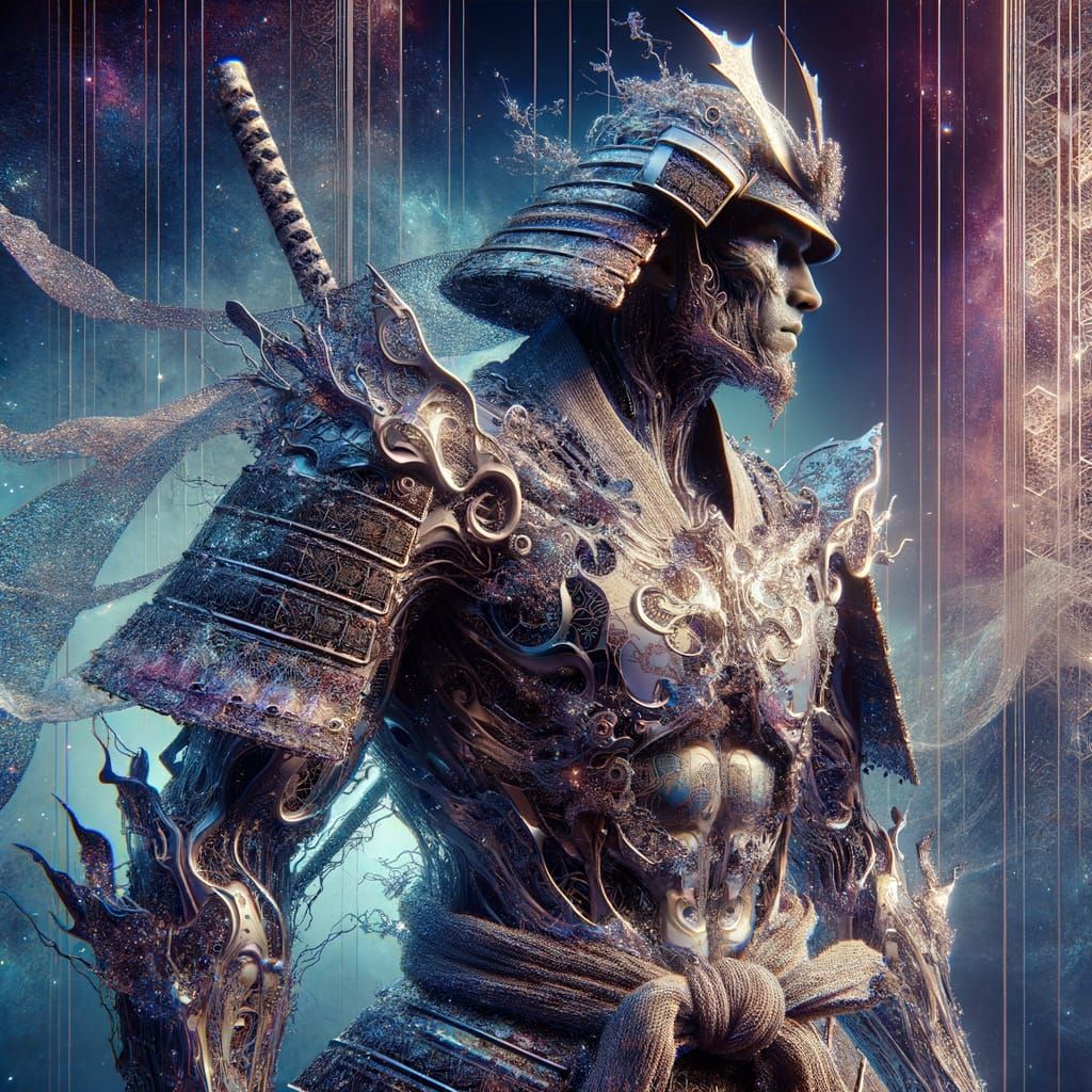 Otherworldly Samurai Warrior in Tribal Armor