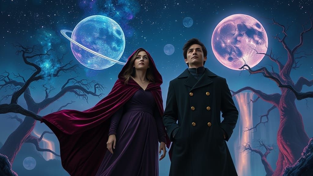 Enchanted Night Sky in Whimsical Fantasy