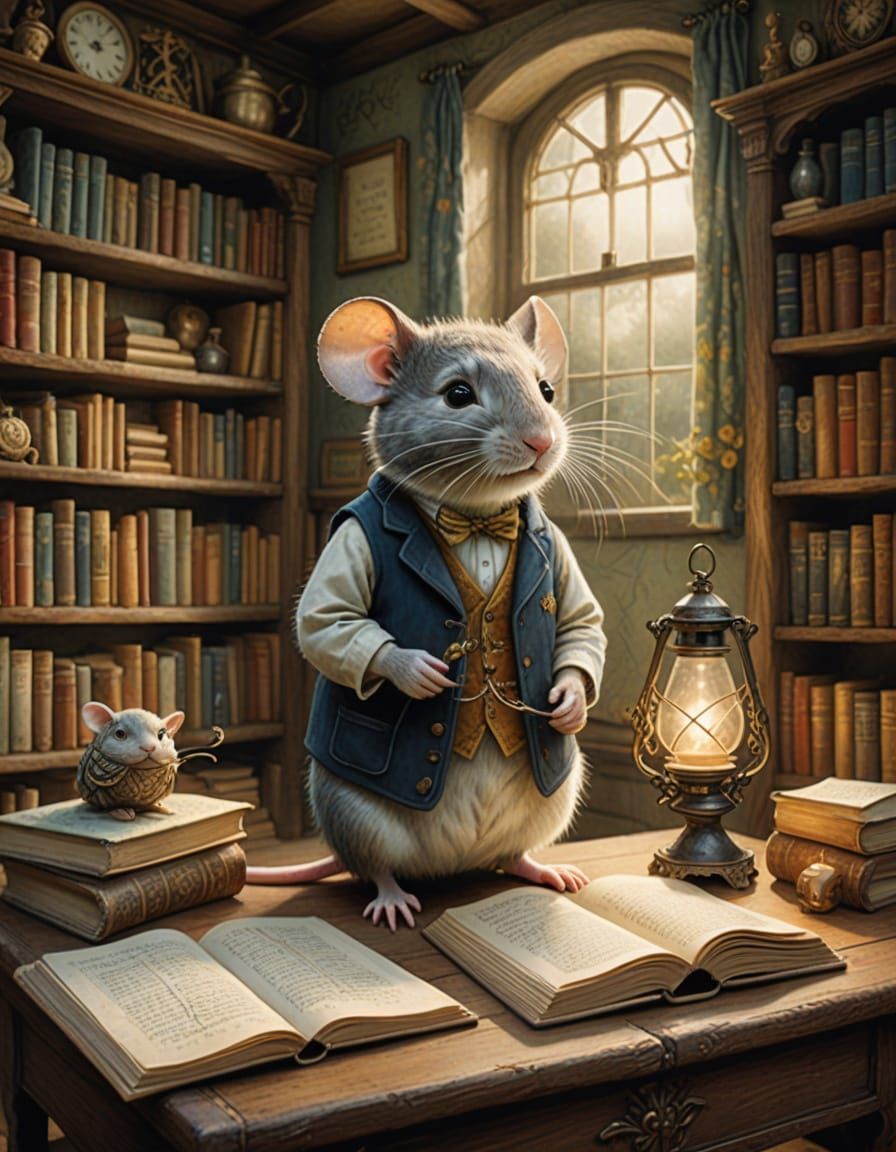 Mouse Scholar in Ancient Textured Waistcoat Studied Magical ...