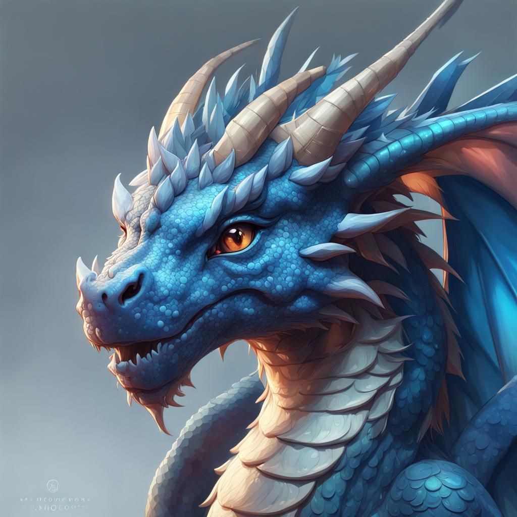 Crying Blue Dragon: Hyperdetailed Digital Art