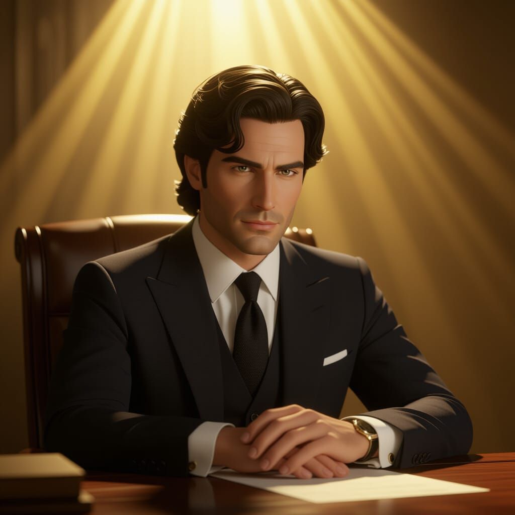 Mysterious Man in Golden Cinematic Light