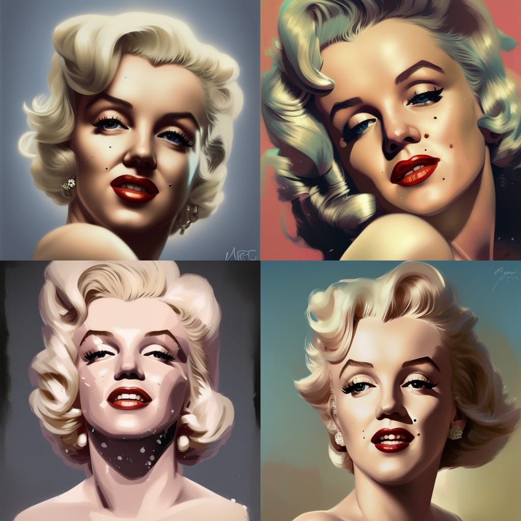 Marilyn Monroe Portrait in Art Nouveau Style