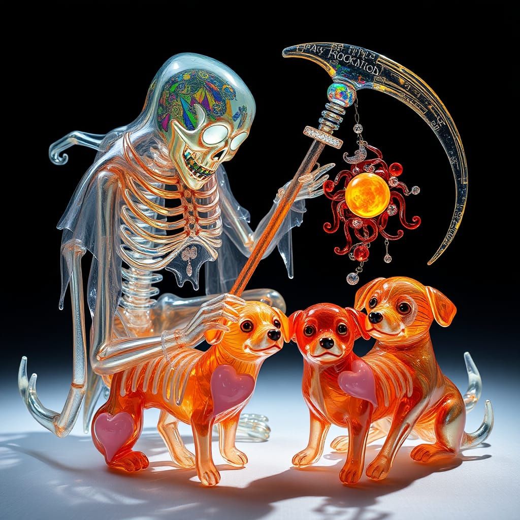 Glass Grim Reaper Transmigrates Souls into Dogs