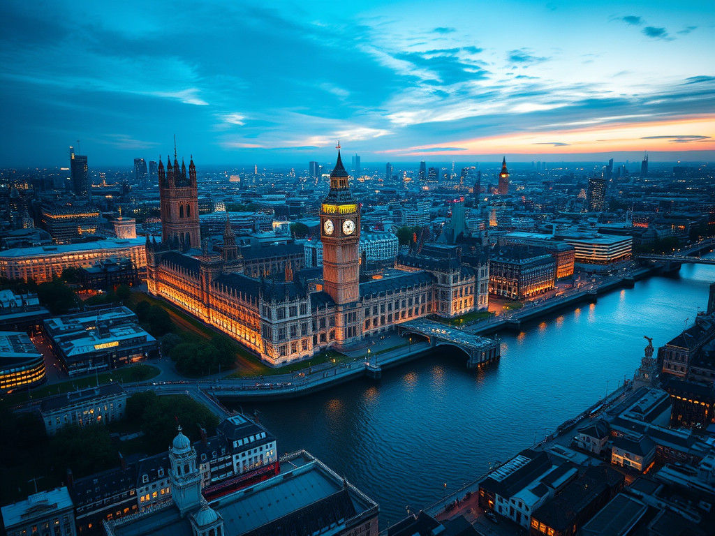 London: Houses of Parliament Silhouette in Double Exposure