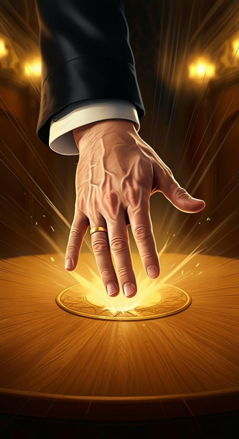 A Hasidic Gabbai's Authoritative Gesture in a Synagogue