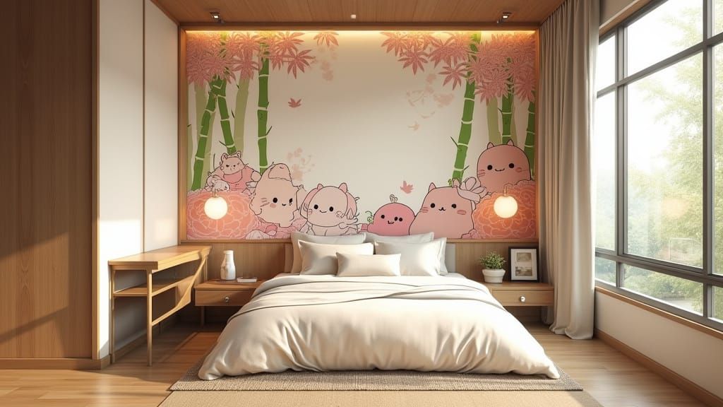Japanese Kawaii Bedroom with Bamboo View