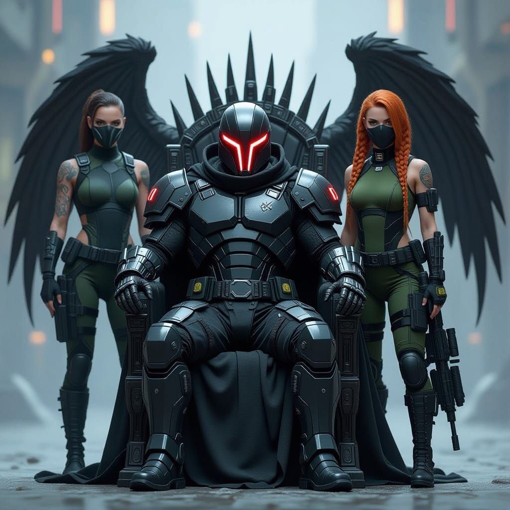 Dark Throne Warrior with Cybernetic Companions