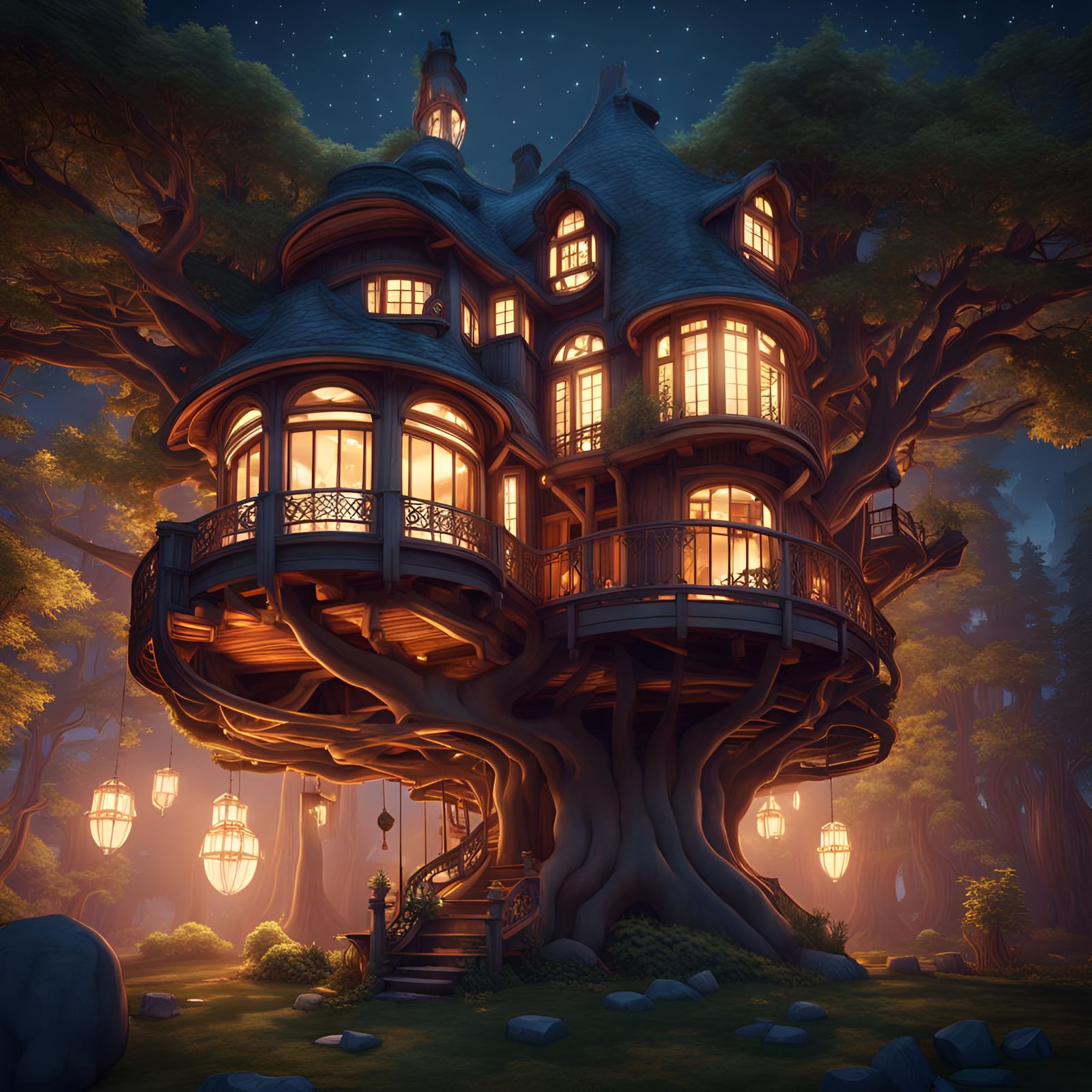 Decopunk Treehouse Mansion