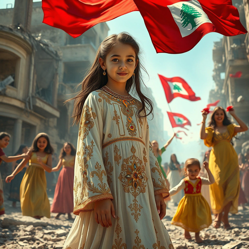Lebanese Girl Dancing Amidst Ruins, Concept Art