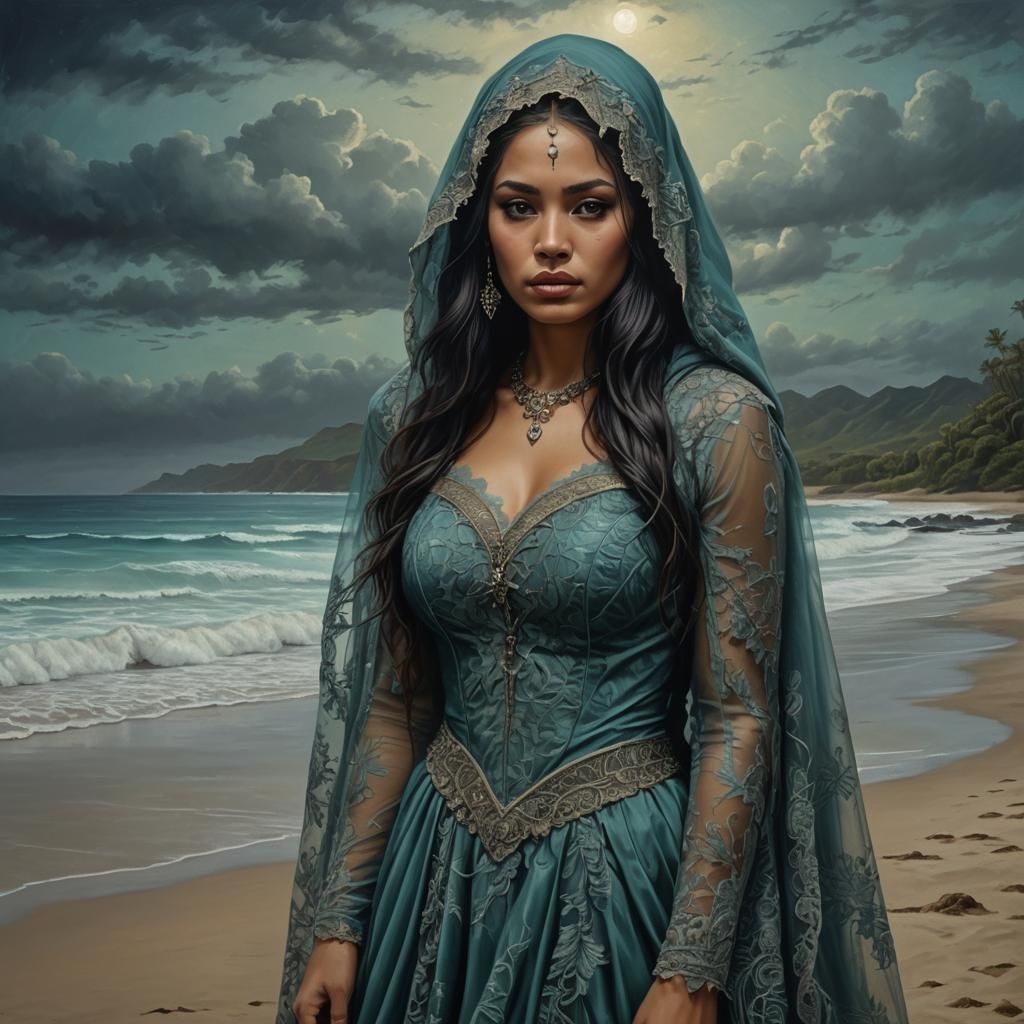 Princess Kaiulani on beach at twilight