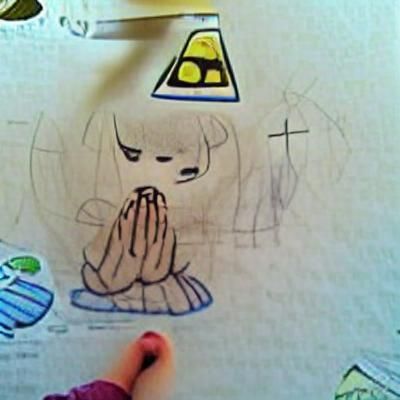 Child's Drawing: Praying for World's End