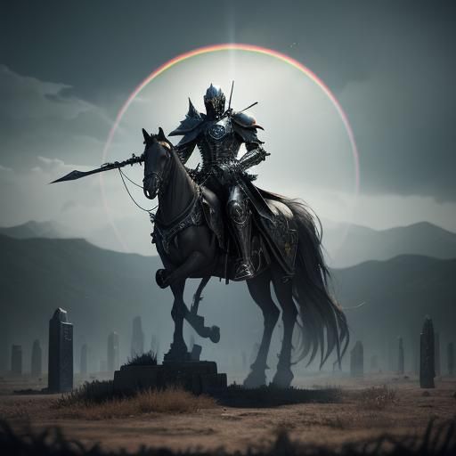 Death Tarot Card in Gothic Stained Glass Style