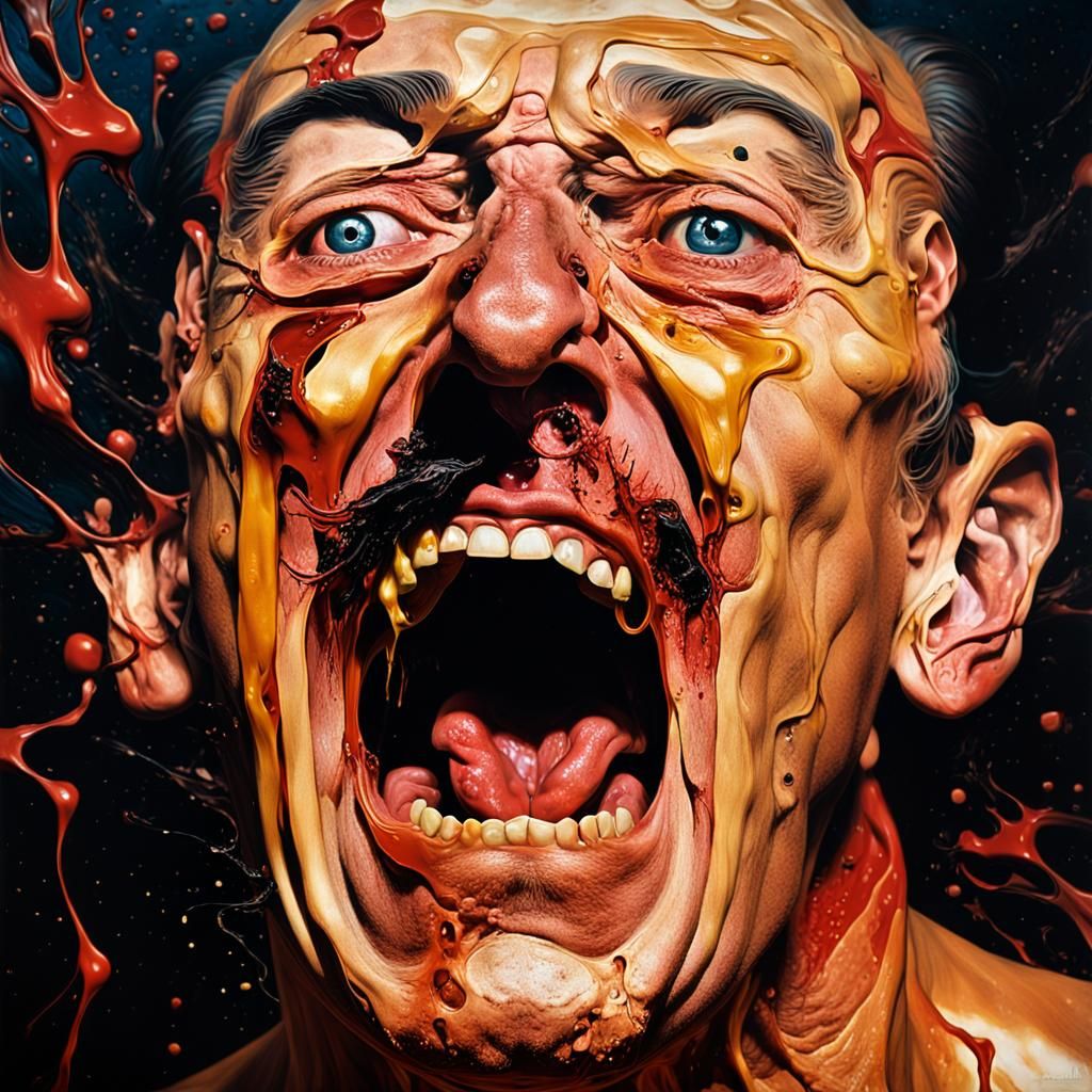 Surreal Man Screaming in a Darkroom: Abstract Expressionism