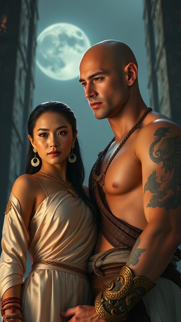 Moonlit Tower Portrait in Hyper-Realistic Style