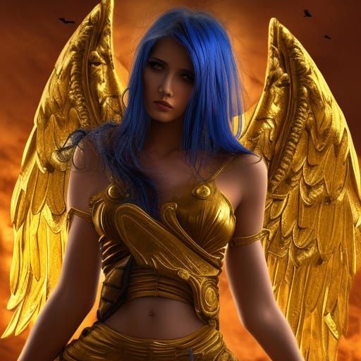 Golden Angel with Guns: Digital Matte Painting