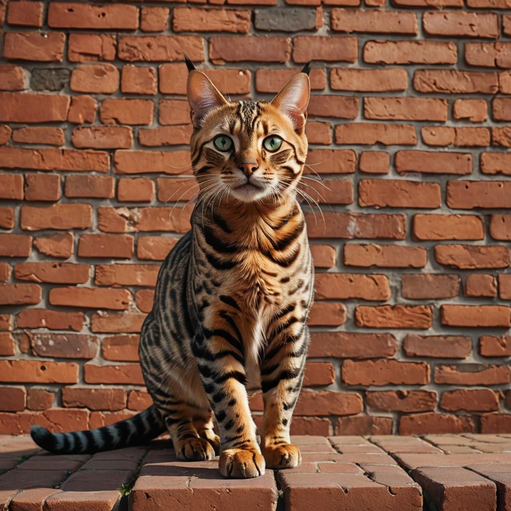 Bengal Cat on Brick Wall: Fantasy Matte Painting