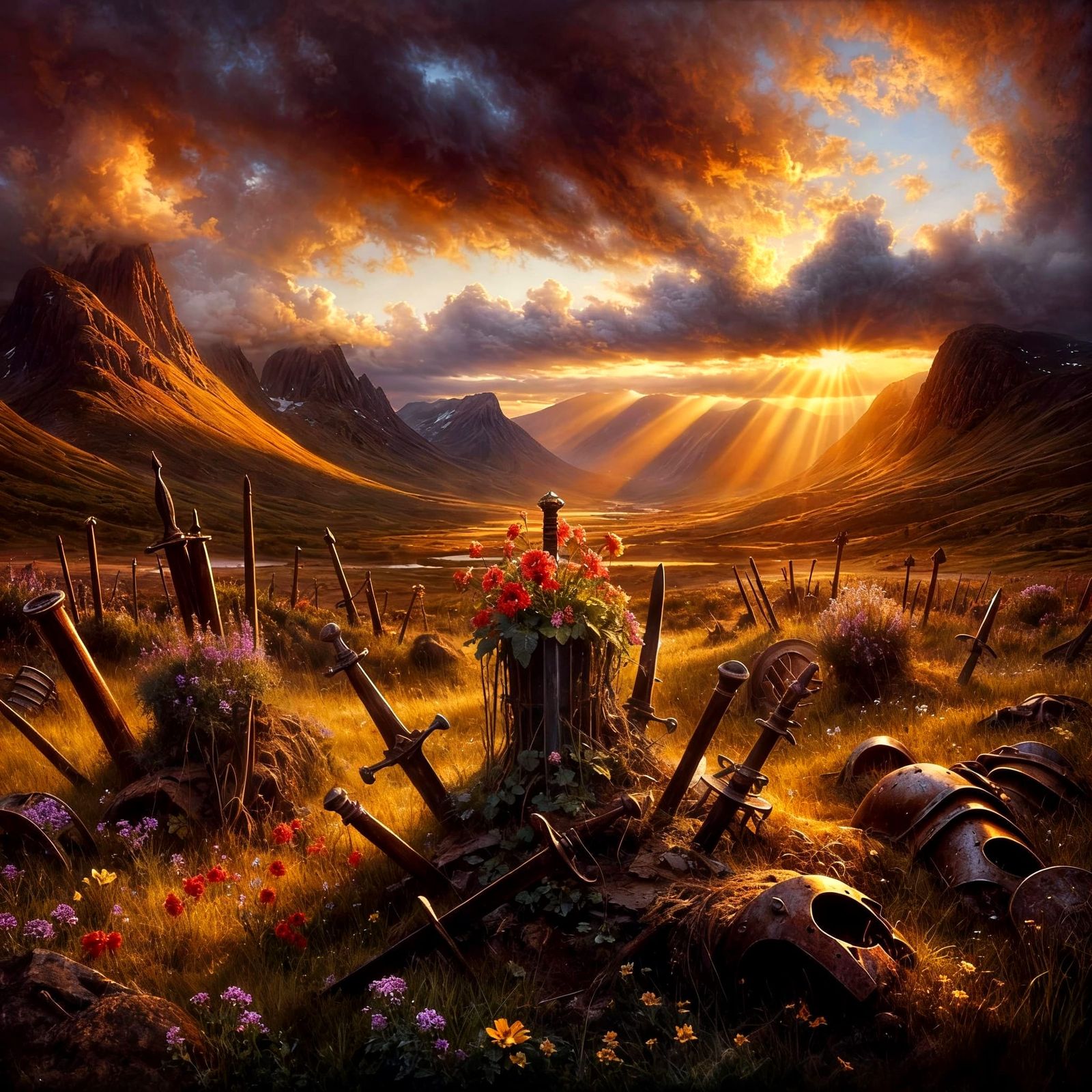 Nature Reclaims Ancient Battlefield at Dramatic Sunset