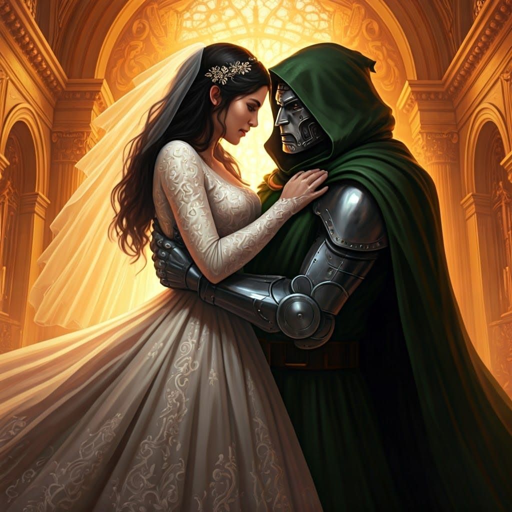 Cyberpunk-Style Doctor Doom Holds His Enchanting Bride