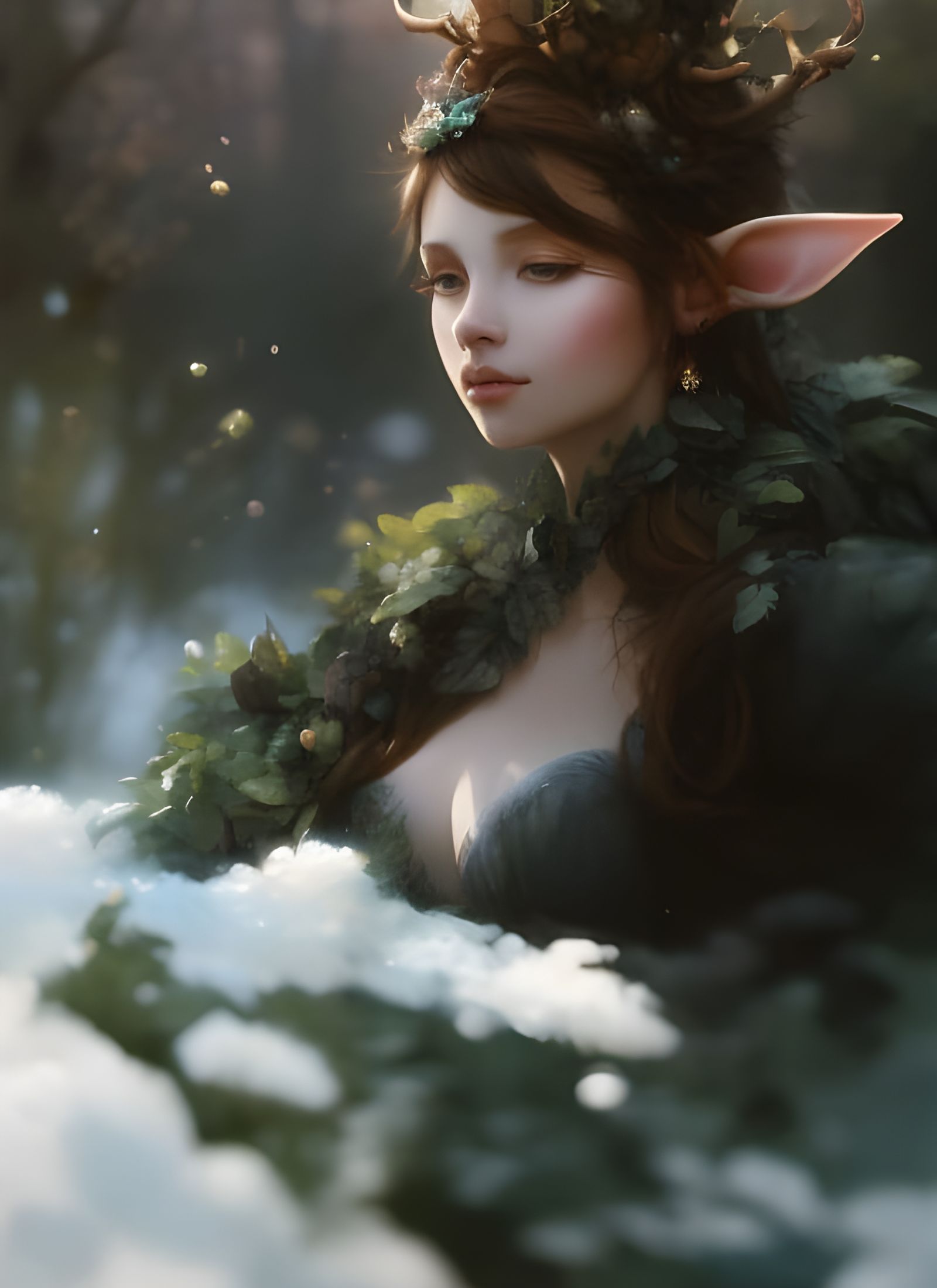 Forest Elf Portrait in Detailed Matte Style
