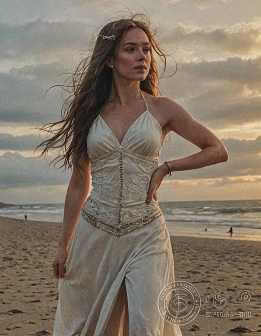 Beautiful Irish Girl Dancing on Beach
