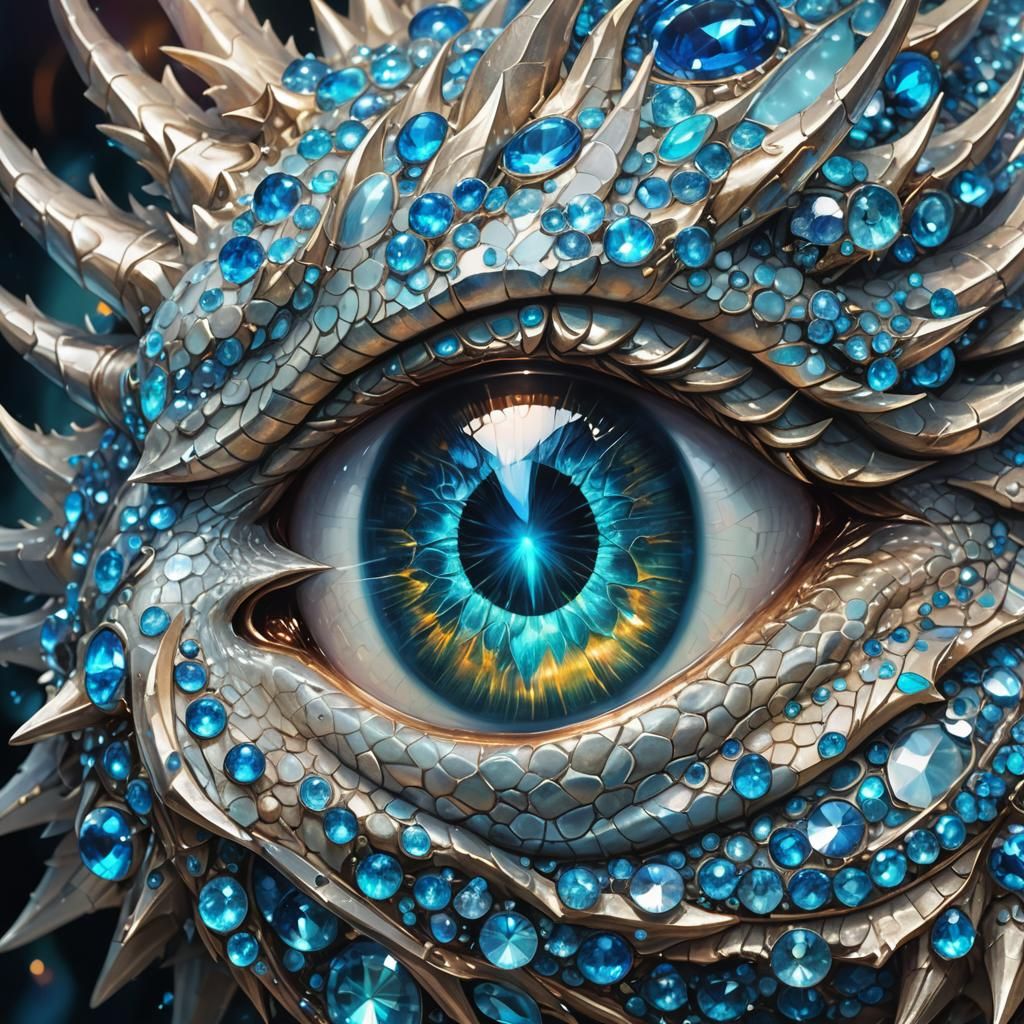 Fantasy Dragon Eye Lined with Crystals: Concept Art