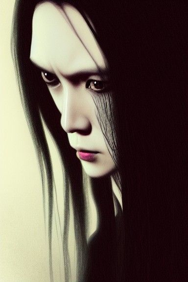 Ominous Portrait Inspired by Japanese Horror Cinema