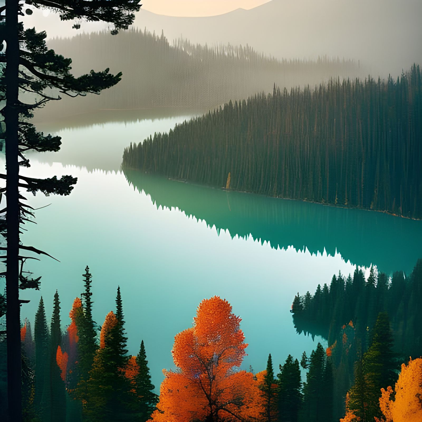 Rocky Mountain Lake with Spruce Trees, Matte Photography