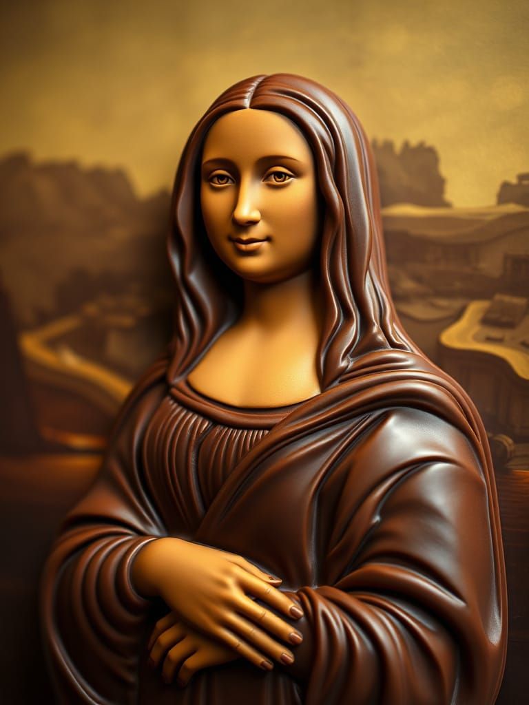 Mona Lisa made from chocolate 2D