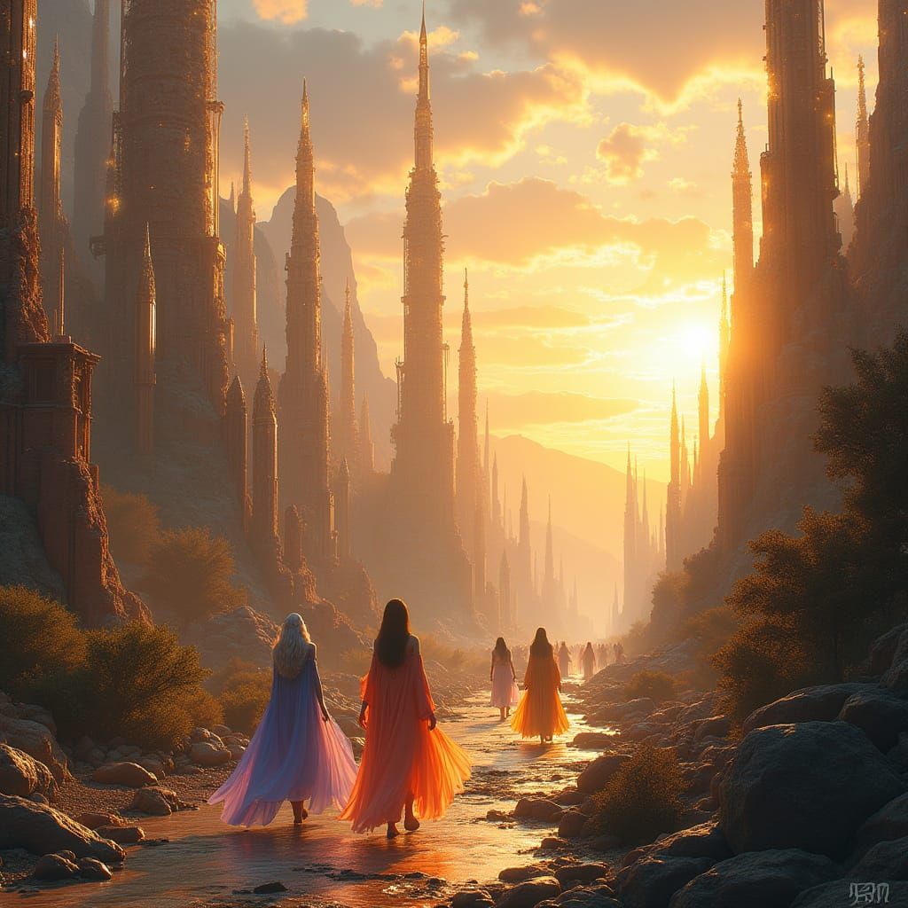 Ethereal Alfratan Cityscape on Centauri with Majestic Spires...