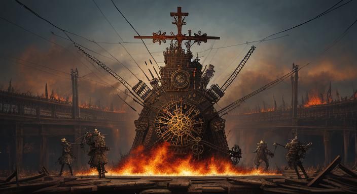 Detailed Steampunk Engine Illustration