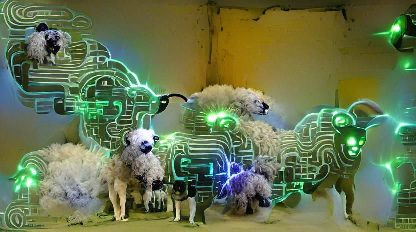 Cyberdog's Electric Sheep Dream in Cyberpunk Style