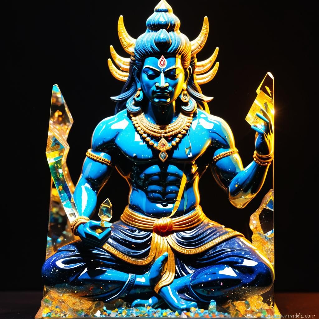 Lord Mahadev Crystal Sculpture with Sanskrit Mantras