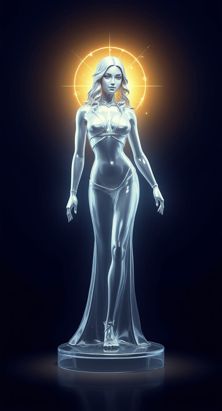 Glass Woman Statue With Divine Aura