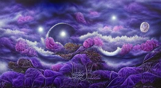 Mystical Painting Under a Violet Moon