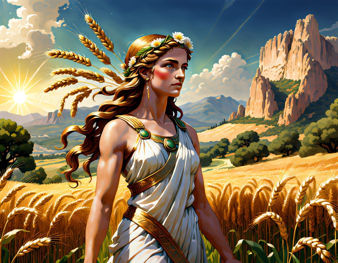 Greek Goddess Demeter in an Olympian Garden