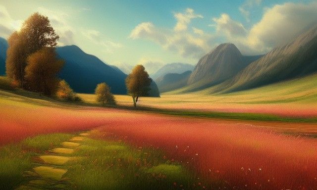 Valley Meadow Landscape Inspired by Artstation