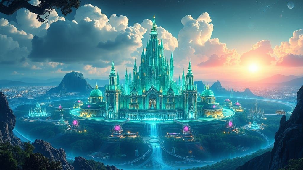 Glorious Emerald City Rises from Crystal Hill