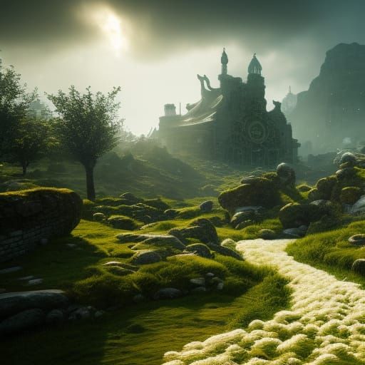 Celtic Knotwork Sheep in Dark Fantasy Style