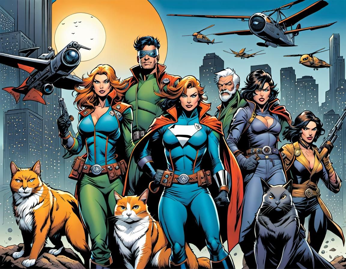 Animal Cybernetic Heroes in Comic Book Style