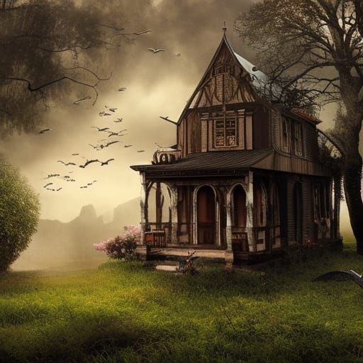 Gothic Trailer House: Digital Matte Painting