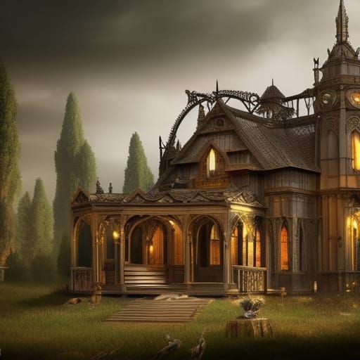 Gothic Trailer House Digital Matte Painting