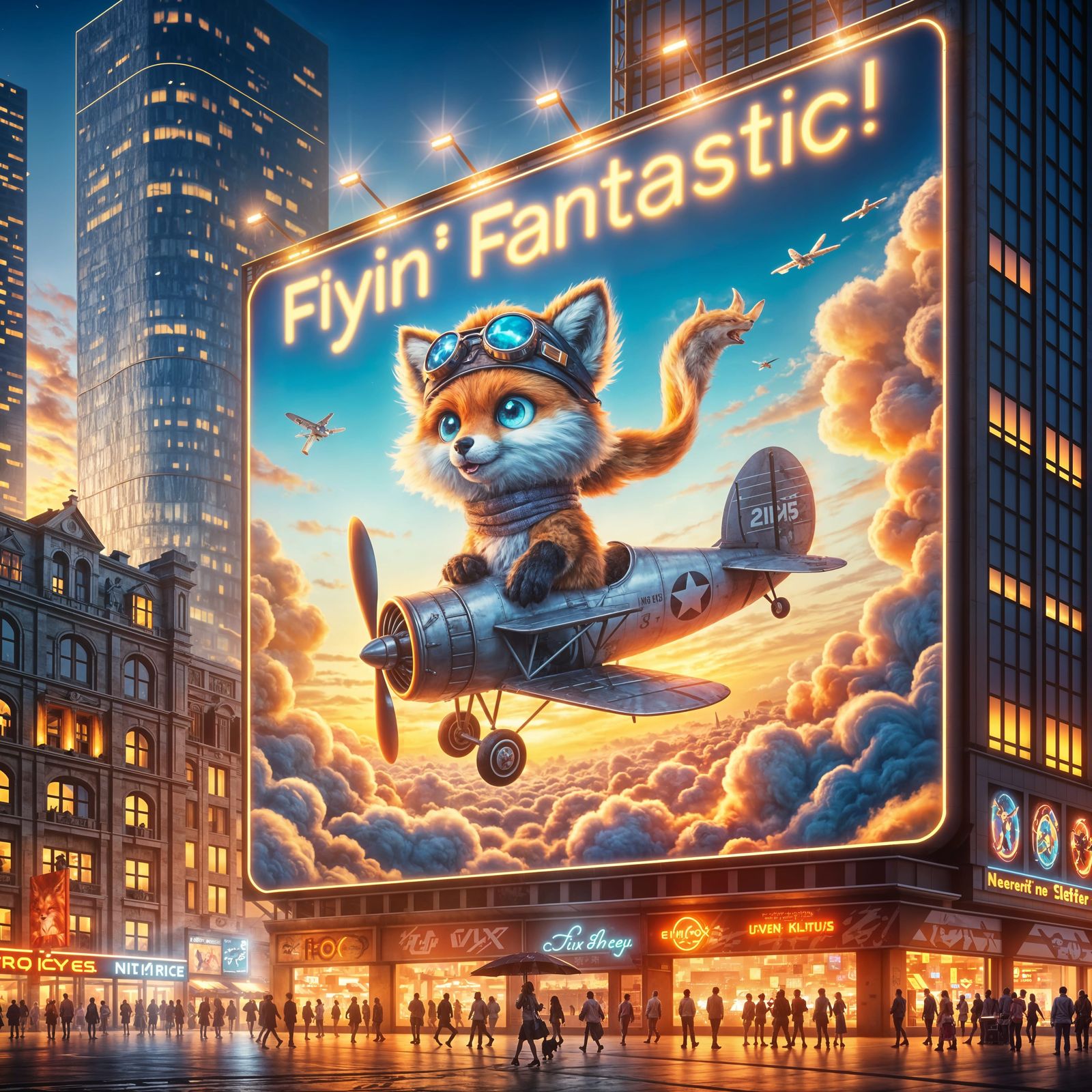 Surreal Cityscape Captivates with Whimsical Flight Scene