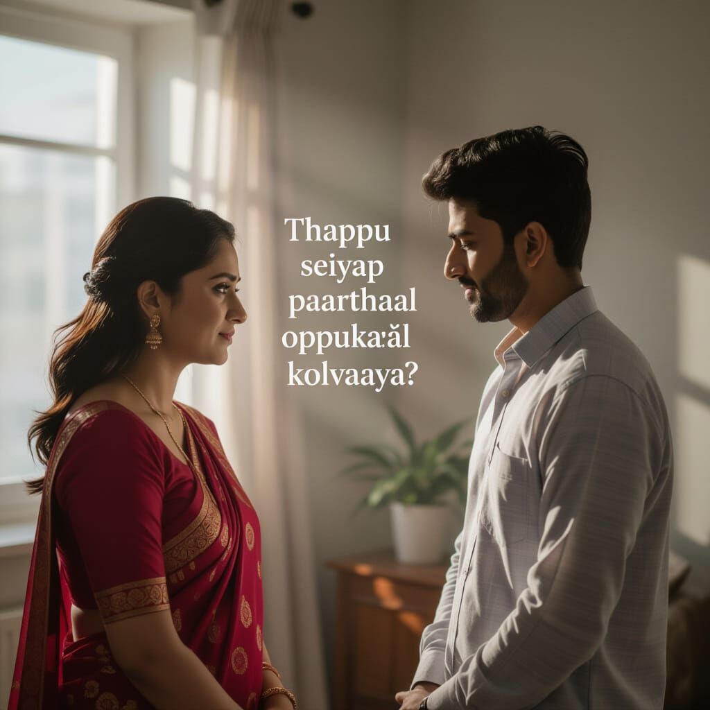 South Asian Couple in Quiet Room, Emotional Moment