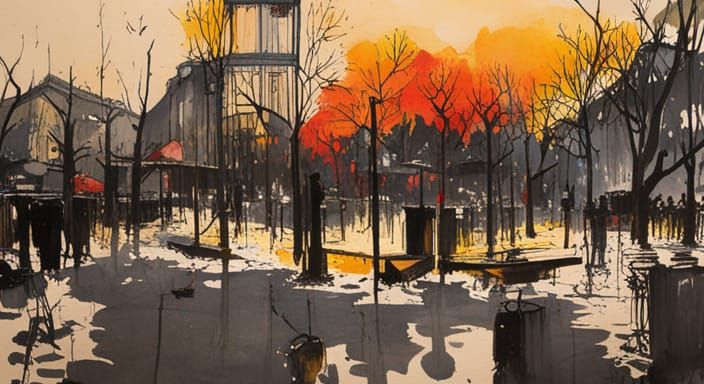 Hyde Park London Watercolour Painting on Old Paper