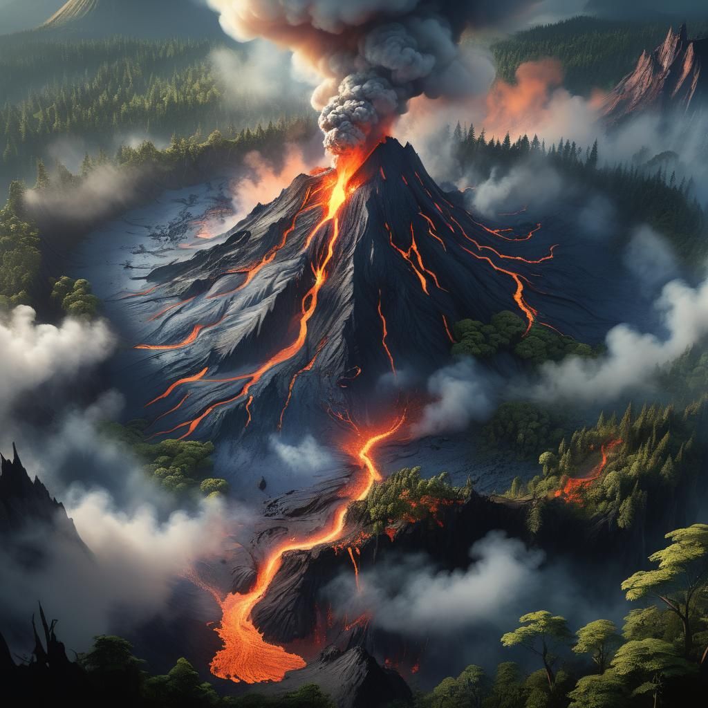 Mystical Forest Volcano Ready to Erupt