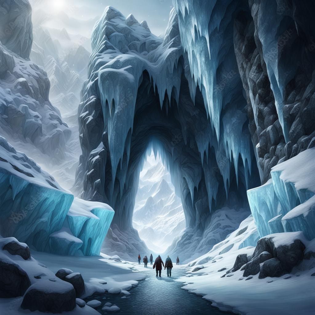 Icy Gorge in Dark Fantasy Landscape