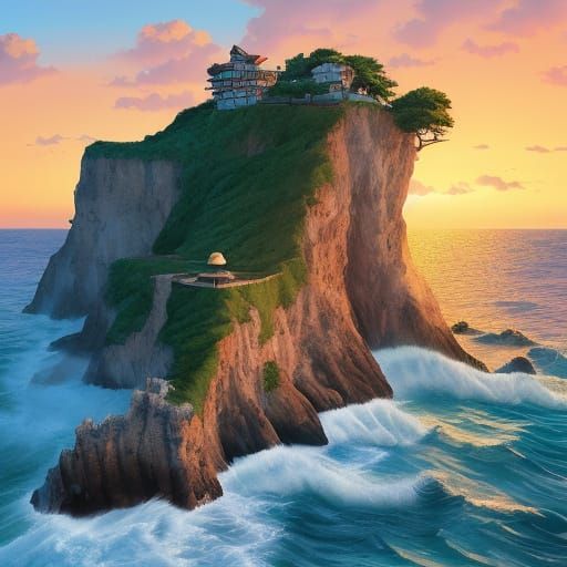 Heroic Monkey D. Luffy Stands Tall on Rocky Cliffside