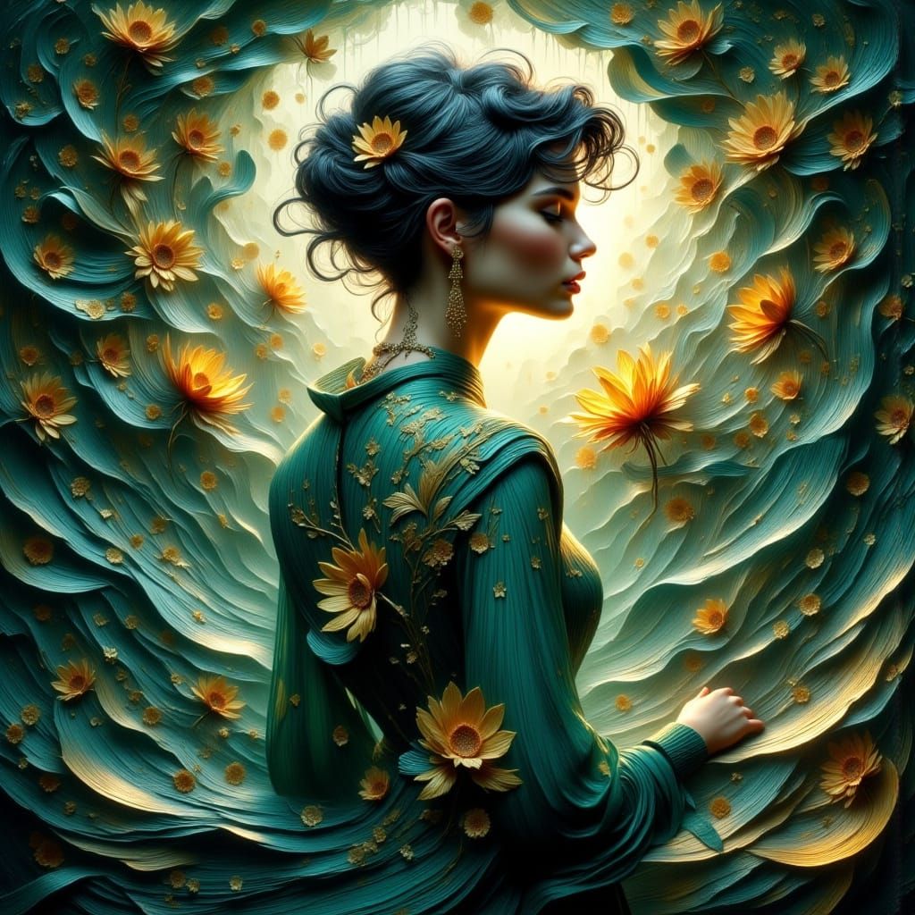 Ethereal Art Nouveau Icon of Audrey Hepburn