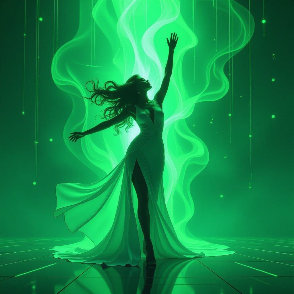 Ethereal Figure Amidst Radioactive Glow